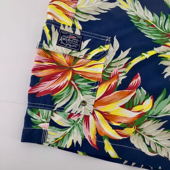 American Living Mens Board Short Swim trunk Hawaiian tropical floral sz XL - Picture 8 of 13